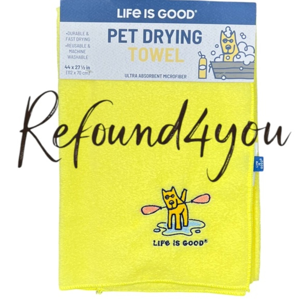 Life Is Good - 2/$28 - ‘Paddle Board - yellow’ pet drying towel. NWT